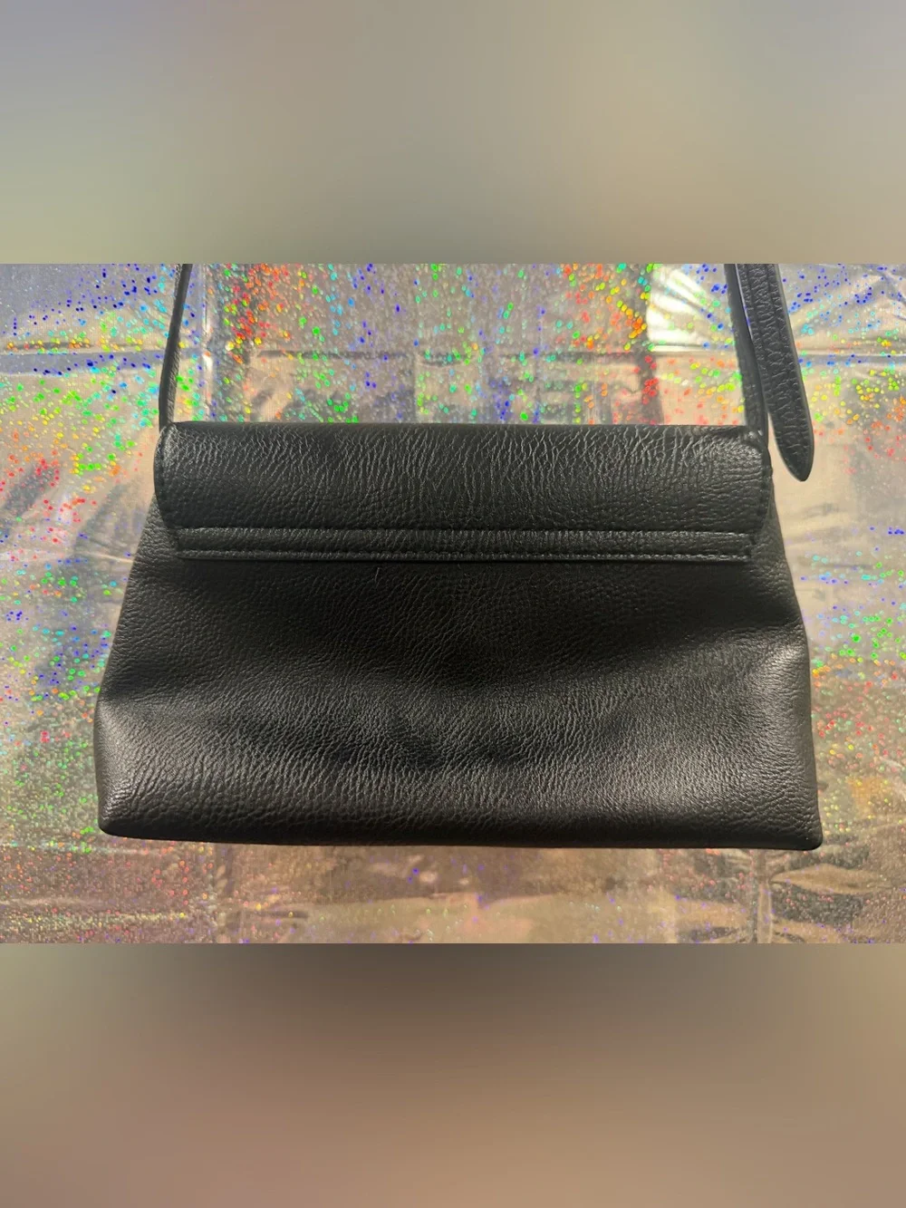 Universal Thread Black Faux Leather Envelope Crossbody Bag Adjustable Strap